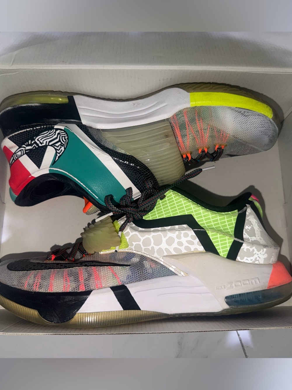 Nike “ What The “ KD& Men's Athletic Sneakers with Neon Green Accents